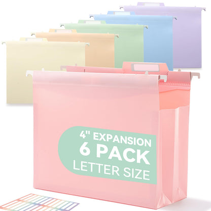 SortRax Plastic Hanging File Folders, 4" Expansion for Bulky Files, Black