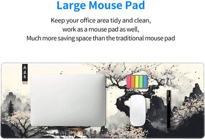 Japanese Mouse Pad, Large Japanese Desk Mat, XL Anime Gaming Keyboard Mat, Non-Slip Rubber Base, Big Extended Desk Protector for Home Office, 31.5”x11.8”