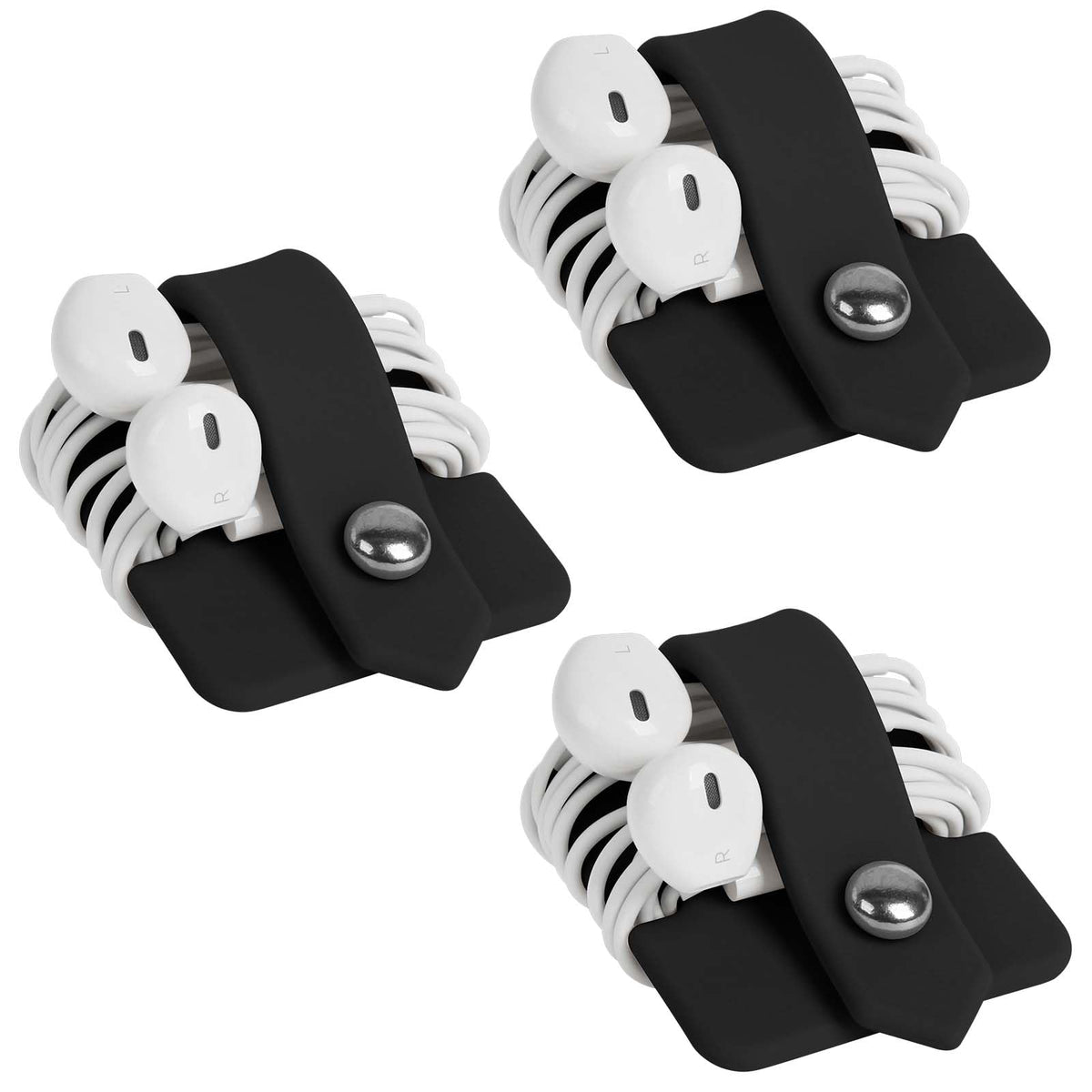 Headphone Case Cord Organizer Earbuds Holder Earphones Case Wrap Winder Headset Keeper Cord Manager Cable Organizer Black