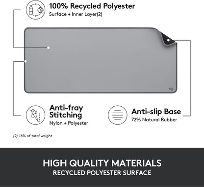 Logitech Studio Series Desk Mat Large 28x12 Inches - Mid Grey