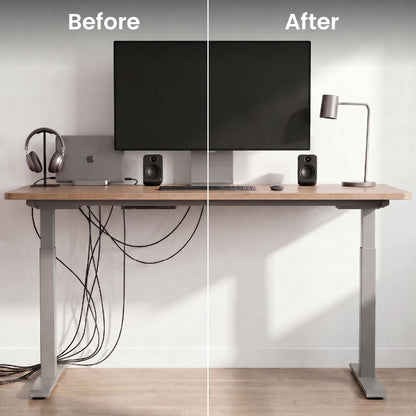 EVEO Cable Management Under Desk Kit (6 Units) - Under Desk Cable Management Cord Hider, Cable Hider Cord Management, Cable Organizer, Cable Raceway | Self-Adhesive 96'' J Channel 6X16 - Black
