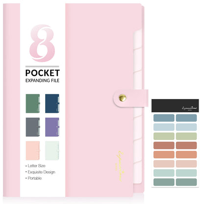 Sooez Elegant Accordion File Organizer, 8 Pocket Expanding File Folder