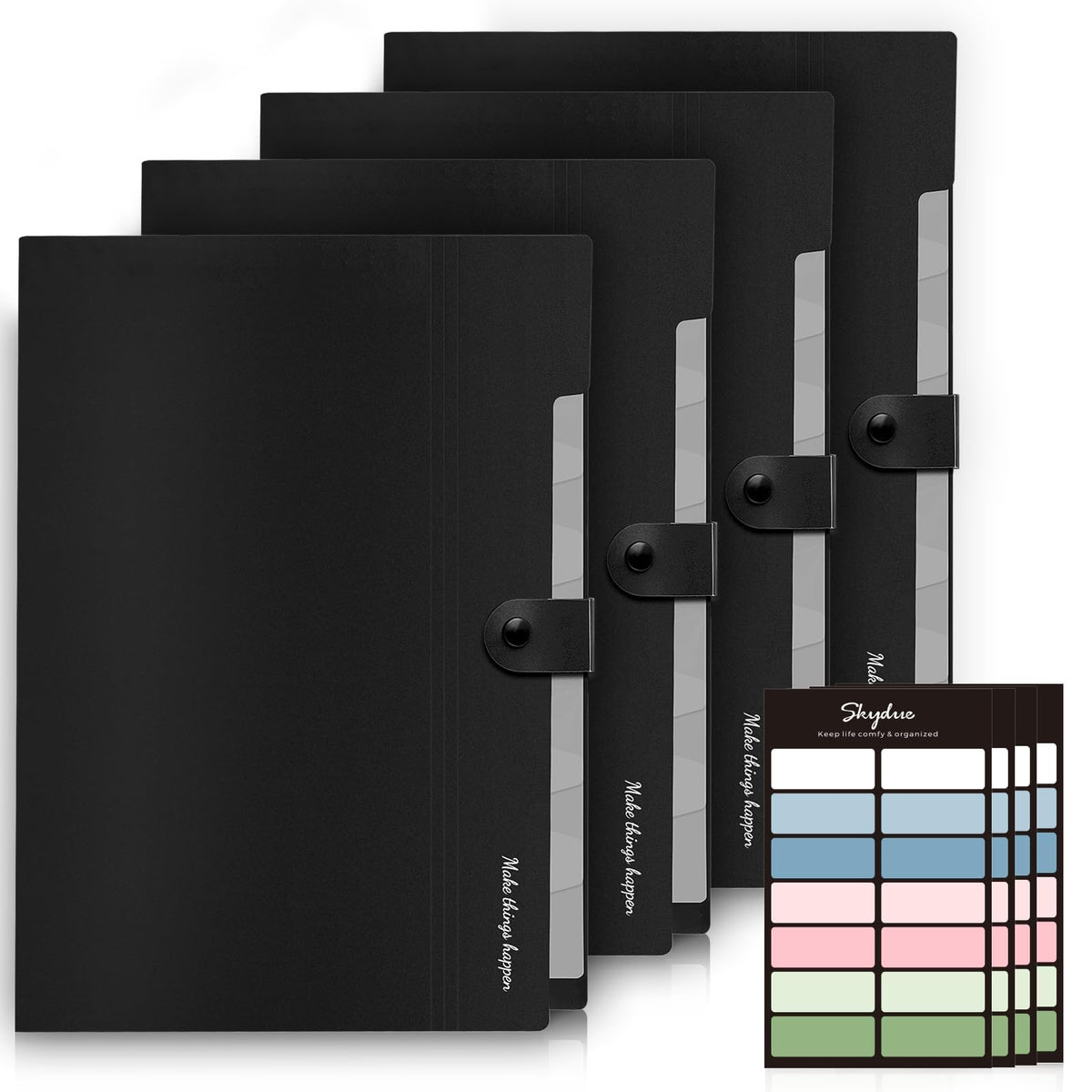 SKYDUE Expanding File Organizer with 8 Pockets, Accordion File Folders with Labels, Portable Document Paper Bill Receipt Organizer, Home College School Office Supplies, Letter Size, Blue