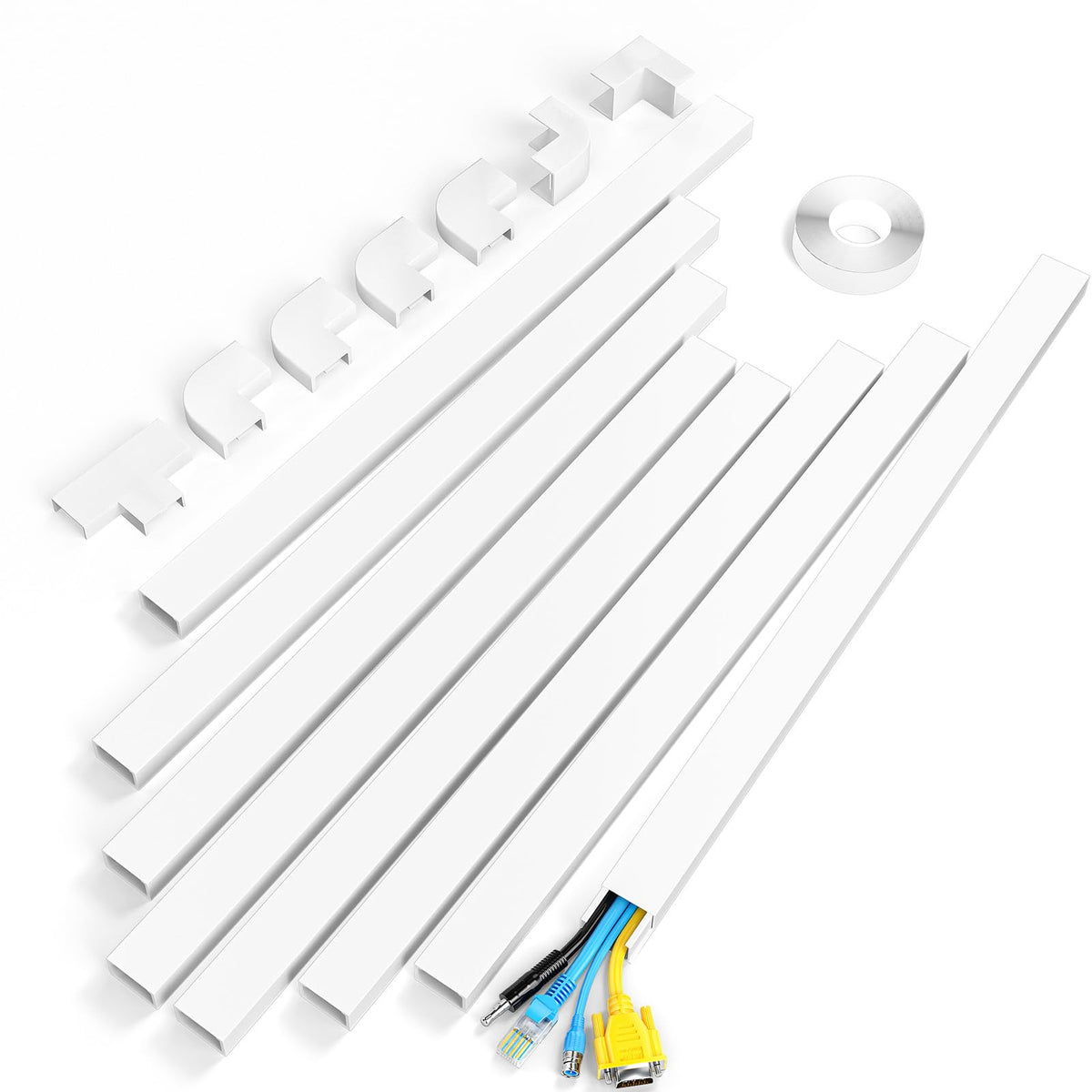 Yecaye Cord Hider, 113in One-Cord Cable Raceways, W0.59in H0.4in, White