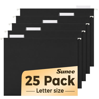 SUNEE 25 Count Hanging File Folders, Pastel Colors, Hanging File Folders Letter Size, Hanging Folders with 1/5-cut Tabs, Designed for Bulky Files, Filing Cabinets, Medical Charts