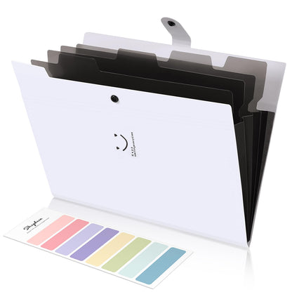 SKYDUE Expanding File Folder with 5 Pockets, Aesthetic Accordion File Organizer, Portable Document Paper Bill Receipt Organizer, School Office Supplies, Letter/A4 Size, (1, Pea Green)