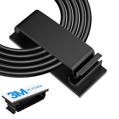 30 Pcs Small Black Adhesive Cable Clips for Cord Management Under Desk Nightstand Phone PC Charger Plug Speaker TV Cord Holder Keeper Hook Wall Wire Organizer Car Dash Cam Ethernet Christmas Light