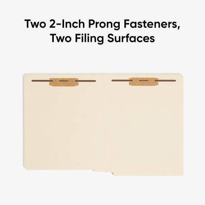 Smead Heavyweight End Tab Fastener File Folder, Shelf-Master® Reinforced Straight-Cut Tab, 2 Fasteners, Letter Size, Manila, 50 per Box (34215)
