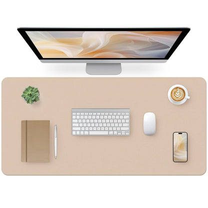 Leather Desk Pad, Mouse Pad, Non-Slip Desk Protector Mat, Leather Desk Blotter, Computer Desk Pad, Waterproof Desk Mat for Office Home Decor - Beige (31.5×15.7 Inches)