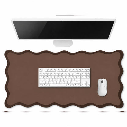 Hahafelt Large Scalloped Desk Mat Pad, Blue, 31.5 x 15.8 Inches