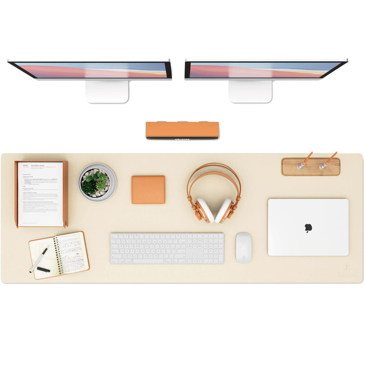 K KNODEL Large Office Desk Mat, Leather Mouse Pad (31.5"x15.7", Black)