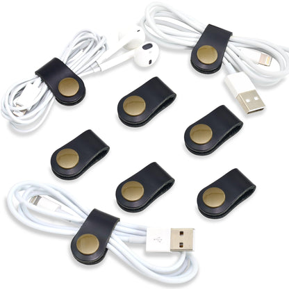 CAILLU Leather Cord Organizer,Cable Ties for Earbuds,Cord Keeper for Travel