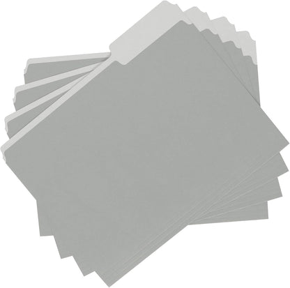 Amazon Basics File Folders for Organization, Letter Size, 1/3 Cut Tab, Gray, 36-Pack