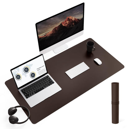 YSAGi Non-Slip Leather Desk Pad, Waterproof Laptop Computer Desk Keyboard Mat, Table Protector Blotter Mat, Large Mouse Pad for Office/Work/Home/Decor(Dark Brown, 31.5" x 15.7")