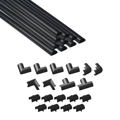 D-Line 157in Cord Cover Kit, Self-Adhesive Wire Hiders, Paintable Cable Raceway to Hide Wires on Wall, Electrical Cable Management - 10x 15.7 Lengths & 19 Accessories - 1.18" (W) x 0.59" (H) - White