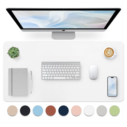 Leather Desk Pad, Mouse Pad, Non-Slip Desk Protector Mat, Leather Desk Blotter, Computer Desk Pad, Waterproof Desk Mat for Office Home Decor - Beige (31.5×15.7 Inches)
