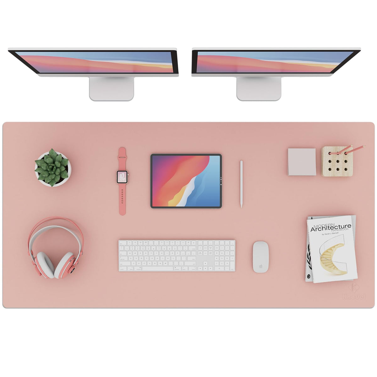 K KNODEL Large Office Desk Mat, Leather Mouse Pad (31.5"x15.7", Black)