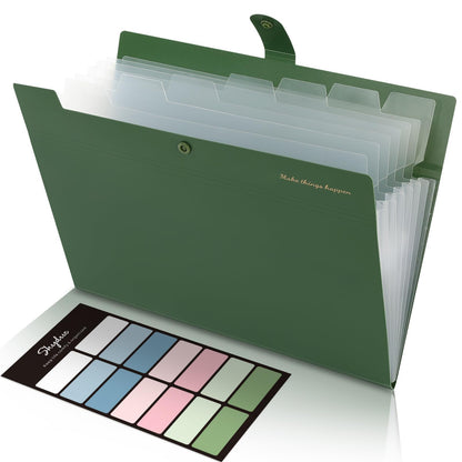 SKYDUE Expanding File Organizer with 8 Pockets, Accordion File Folders with Labels, Portable Document Paper Bill Receipt Organizer, Home College School Office Supplies, Letter Size,Milk Tea Brow