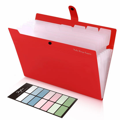 SKYDUE Expanding File Organizer with 8 Pockets, Accordion File Folders with Labels, Portable Document Paper Bill Receipt Organizer, Home College School Office Supplies, Letter Size,Milk Tea Brow