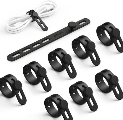 Lamicall 10 Pack Silicone Cable Ties Cord Organizer - Wire Management Wraps