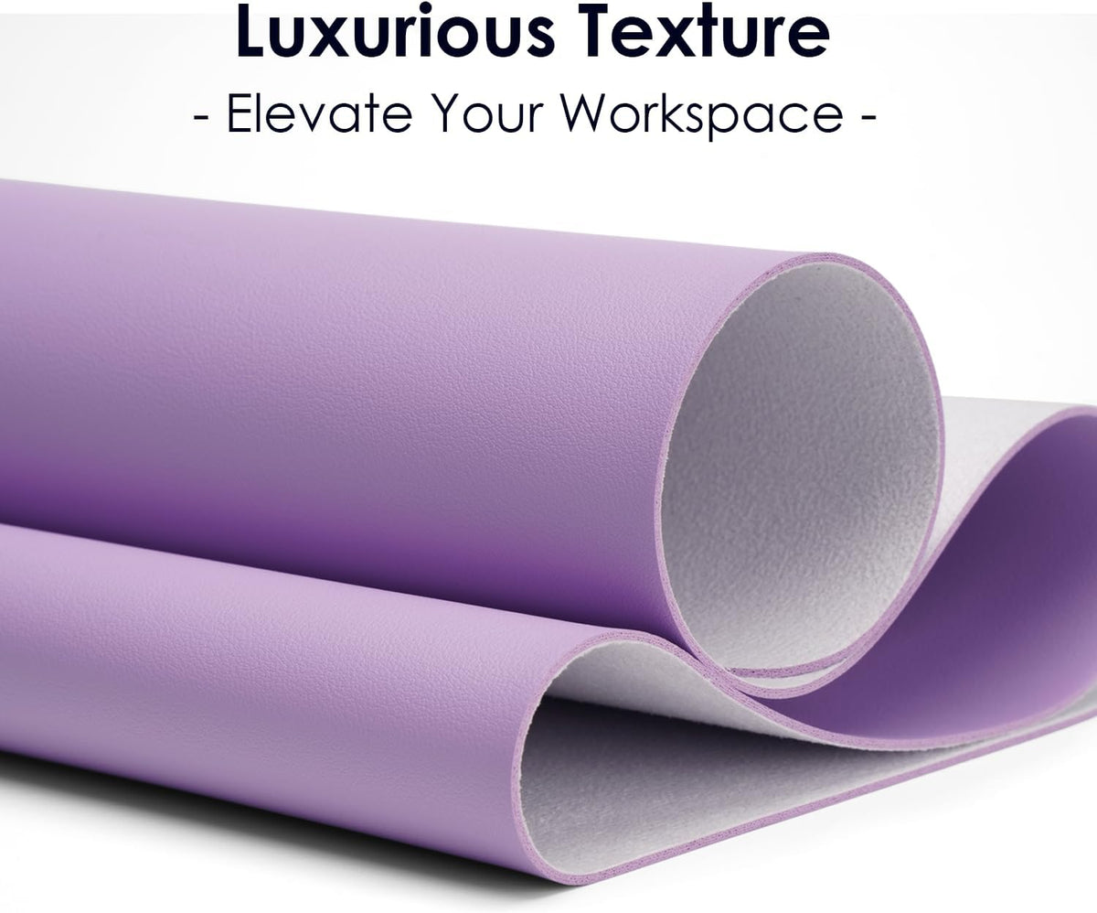 Non-Slip Waterproof Leather Desk Pad Mouse Mat, Purple 31.5x15.7 in