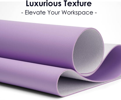 Non-Slip Waterproof Leather Desk Pad Mouse Mat, Purple 31.5x15.7 in