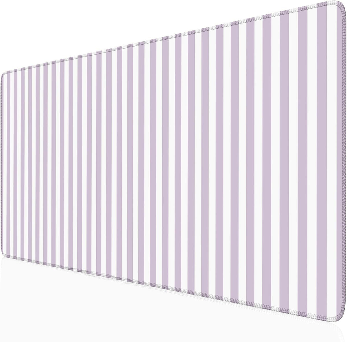 Beige Striped Desk Mat Cute Pastel XXL Large Gaming Mouse Pad Desk Pad Kawaii Aesthetic Home Office Decor Cozy Keyboard Laptop Computer Mat