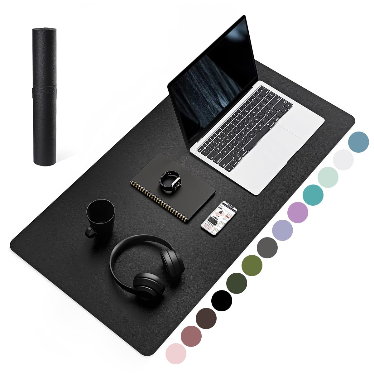 YSAGi Non-Slip Leather Desk Pad, Waterproof Laptop Computer Desk Keyboard Mat, Table Protector Blotter Mat, Large Mouse Pad for Office/Work/Home/Decor(Dark Brown, 31.5" x 15.7")