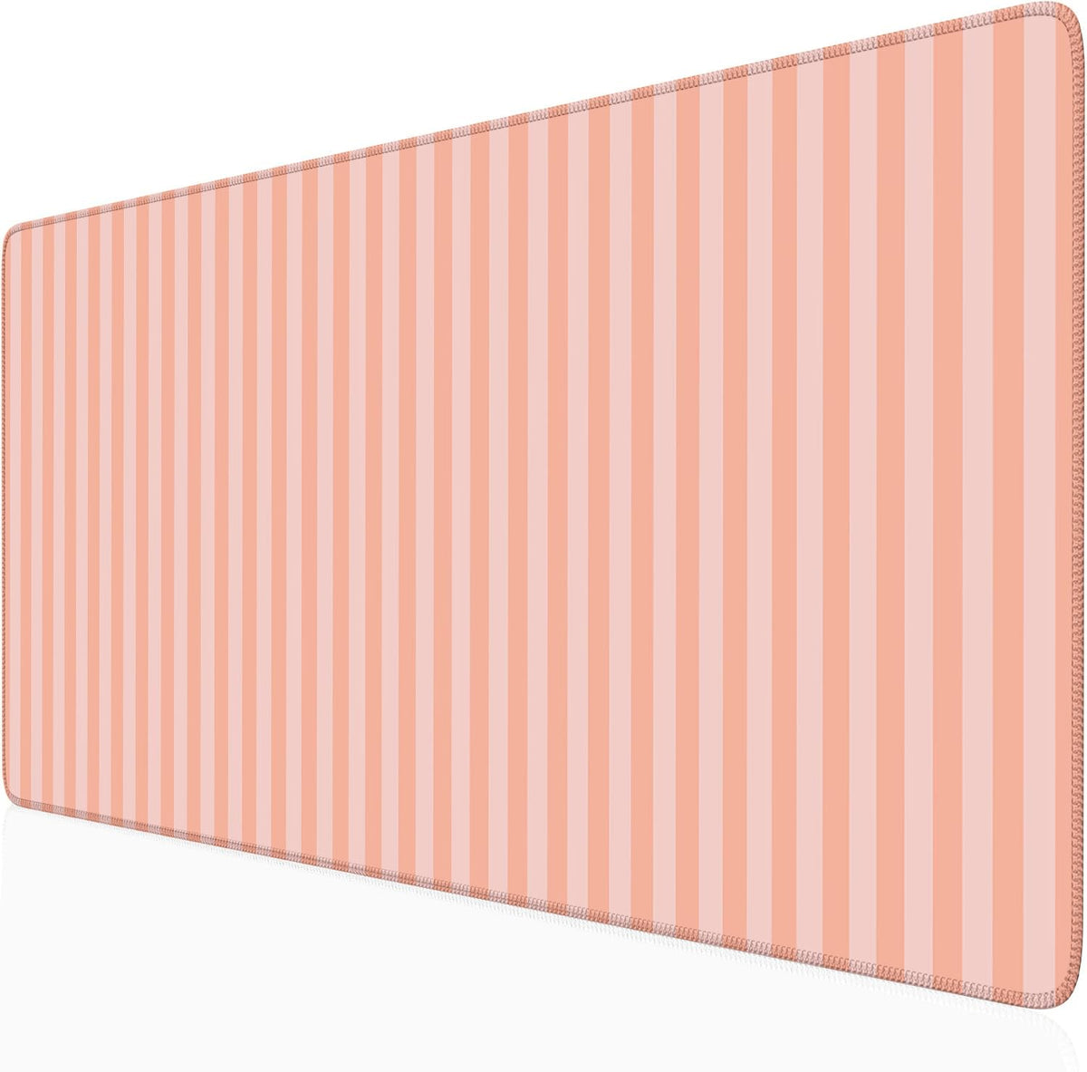 Beige Striped Desk Mat Cute Pastel XXL Large Gaming Mouse Pad Desk Pad Kawaii Aesthetic Home Office Decor Cozy Keyboard Laptop Computer Mat