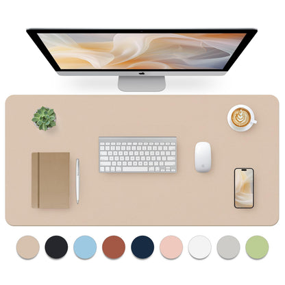 Leather Desk Pad, Mouse Pad, Non-Slip Desk Protector Mat, Leather Desk Blotter, Computer Desk Pad, Waterproof Desk Mat for Office Home Decor - Beige (31.5×15.7 Inches)