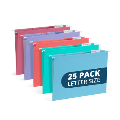 Blue Summit Supplies 25 Hanging File Folders, Letter Size, Black