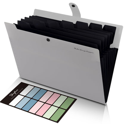 SKYDUE Expanding File Folders with 8 Pockets, Accordion File Organizer with Labels, Portable Paper Bill Receipt Organizer, Letter Size, Home School Office Supplies, Olive Green
