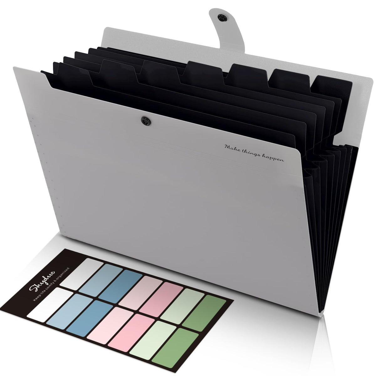SKYDUE Expanding File Organizer with 8 Pockets, Accordion File Folders with Labels, Portable Document Paper Bill Receipt Organizer, Home College School Office Supplies, Letter Size,Milk Tea Brow