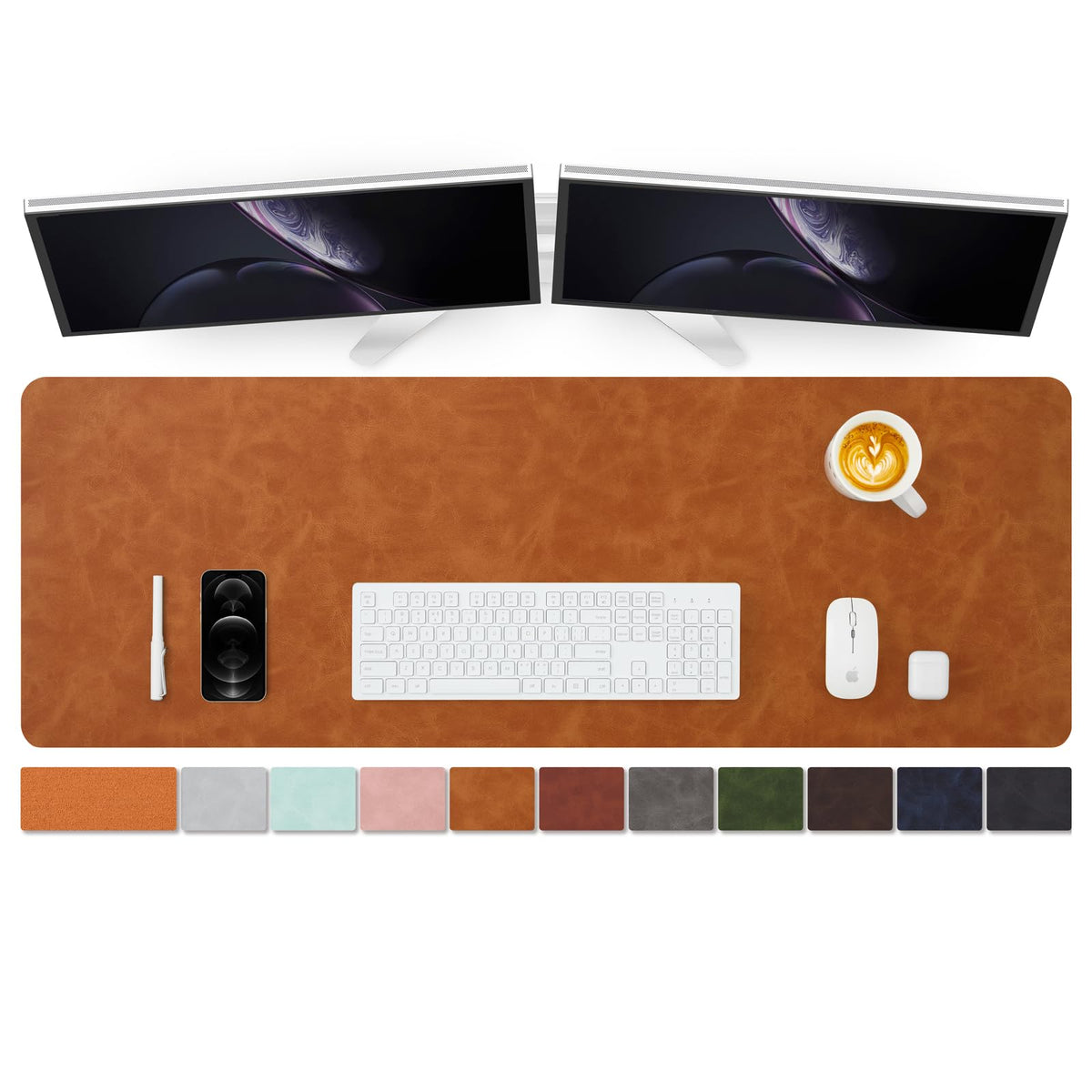 Distressed Leather Desk Mat - Non-Slip PU Desk Pad for Office and Home - Desk Organization and Accessories - Ideal for Large Mouse Pad and Desk Mats on Top of Desks(Tan,31.5"x 15.7")