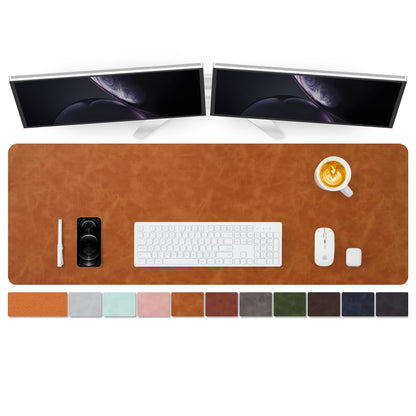 Distressed Leather Desk Mat - Non-Slip PU Desk Pad for Office and Home - Desk Organization and Accessories - Ideal for Large Mouse Pad and Desk Mats on Top of Desks(Tan,31.5"x 15.7")
