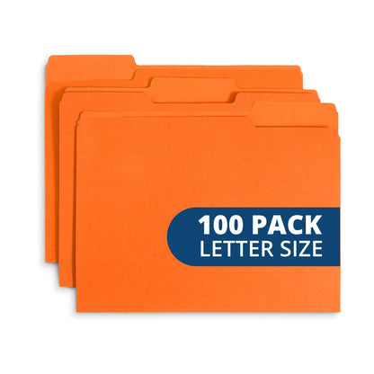 Blue Summit Supplies 100 File Folders, Letter Size, 1/3 Cut Tab, Red