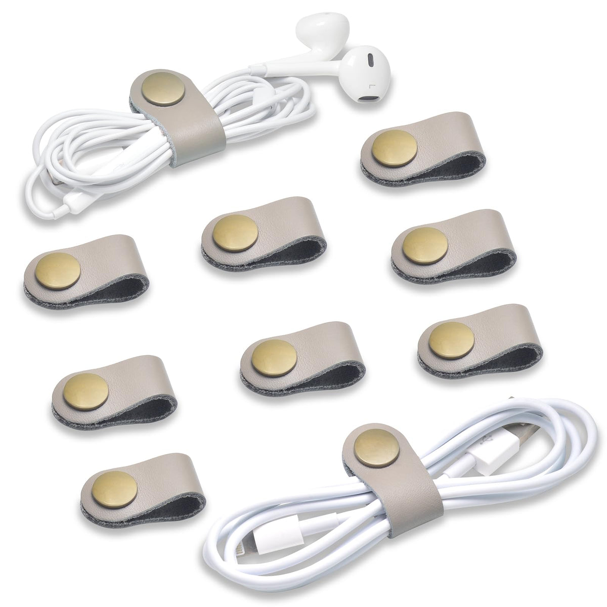 CAILLU Leather Cord Organizer,Cable Ties for Earbuds,Cord Keeper for Travel