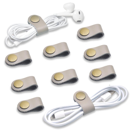 CAILLU Leather Cord Organizer,Cable Ties for Earbuds,Cord Keeper for Travel