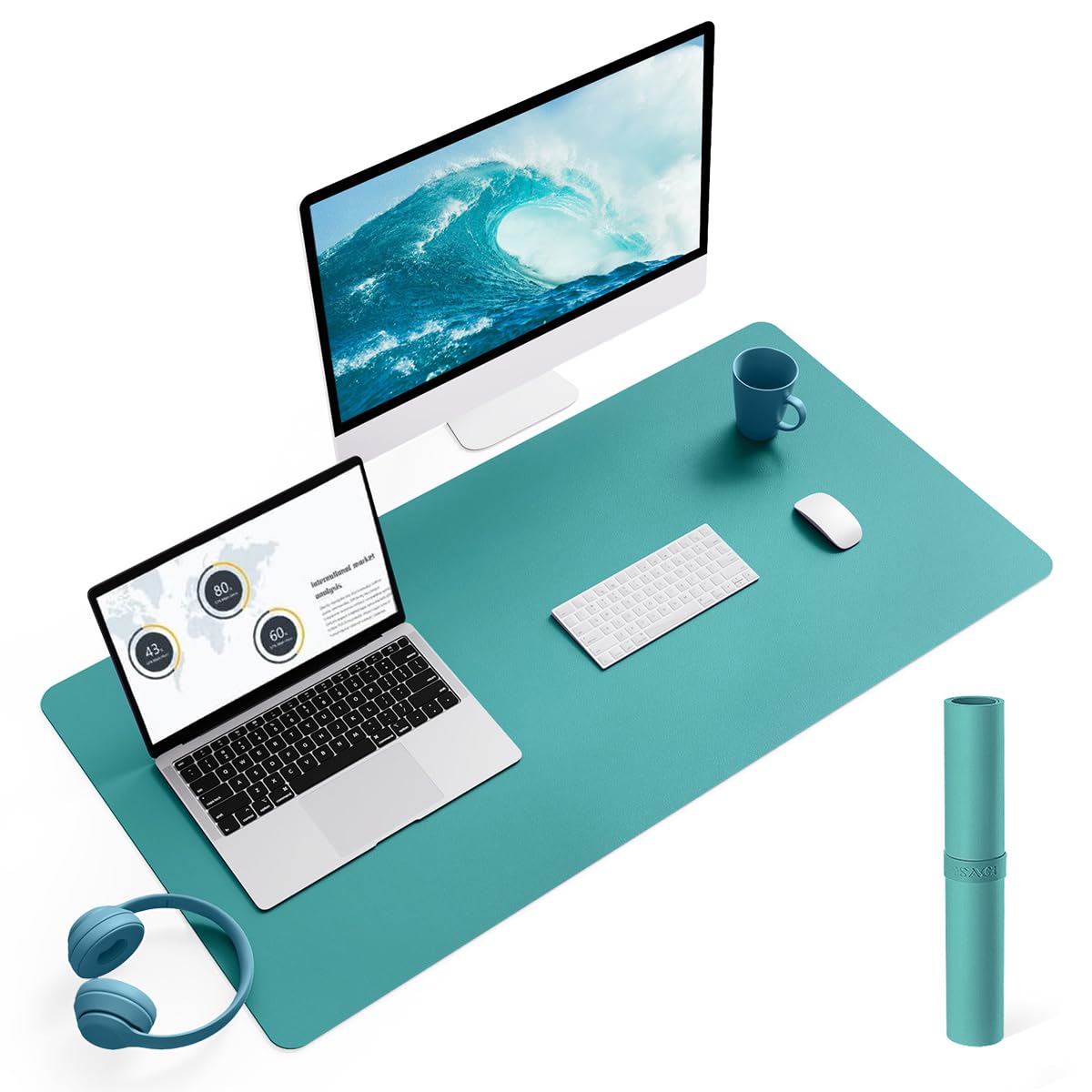 YSAGi Non-Slip Leather Desk Pad, Waterproof Laptop Computer Desk Keyboard Mat, Table Protector Blotter Mat, Large Mouse Pad for Office/Work/Home/Decor(Dark Brown, 31.5" x 15.7")
