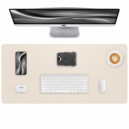 AFIING Desk Pad Protector 23.6" x 13.7" - Non-Slip Waterproof PU Leather Desk Mat for Mouse, Keyboard, Laptop, Office and Home Workspace (Beige)