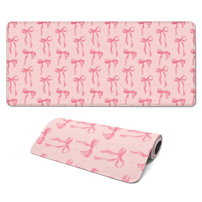 Large Computer Mouse Pad with Non-Slip Base for Desktop, Cute Gaming Mouse Mat with Stitched Edges, Long Extended Anime Mousepad for Laptop, 31.5 x 11.8 inches (Cute Ribbon Bow)