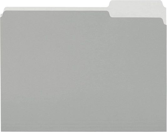 Amazon Basics File Folders for Organization, Letter Size, 1/3 Cut Tab, Gray, 36-Pack