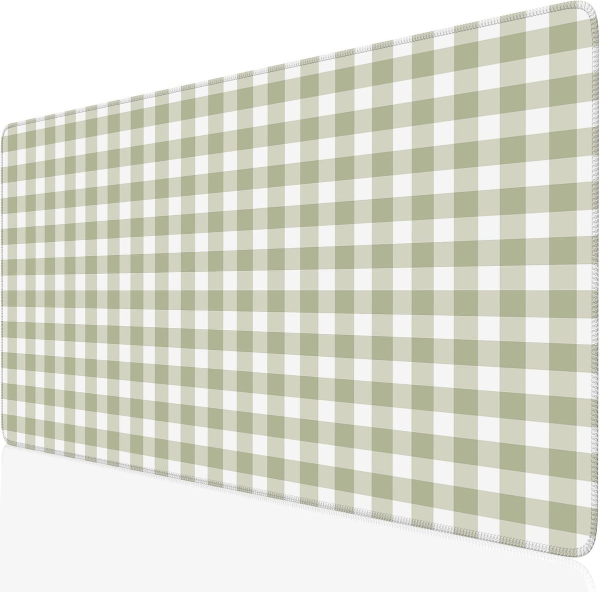 Checkered Desk Mat Cute Pink Pastel XXL Large Mouse Pad Aesthetic Boho Desk Pad with Stitched Edges, Office Decor Keyboard Pad Mouse Mat for Computer
