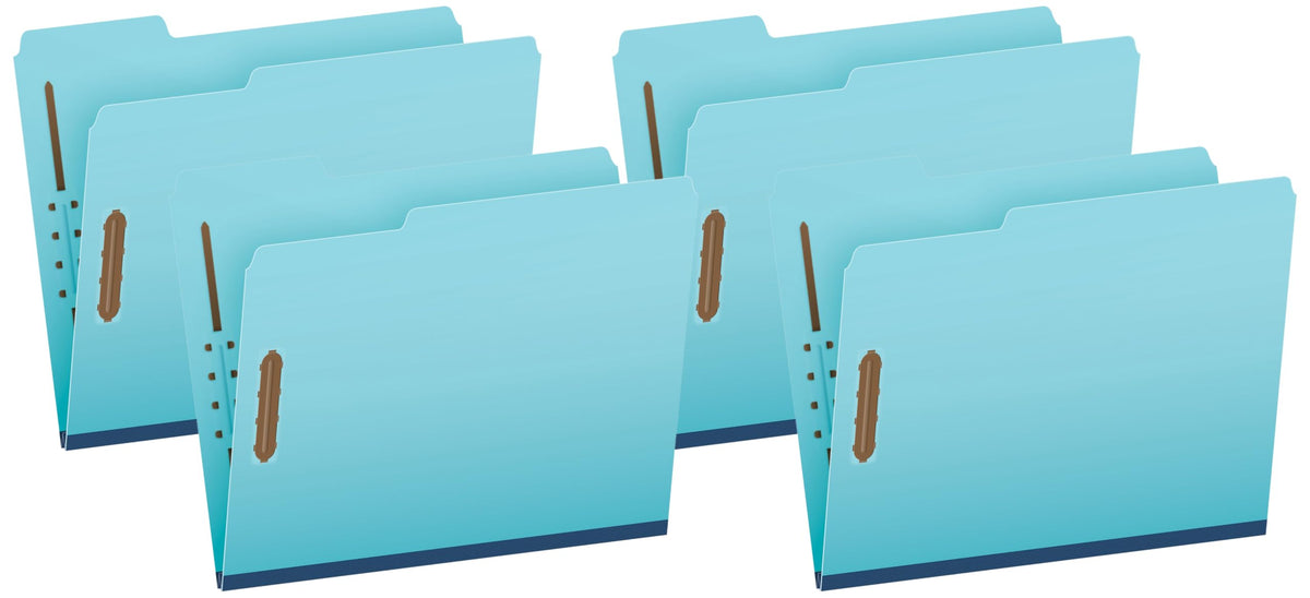 Pendaflex Globe Weis Pressboard Fastener Folders, Letter Size, Light Blue, 1" Expansion, 1/3 Cut, 25/BX (615F21-3BLU)