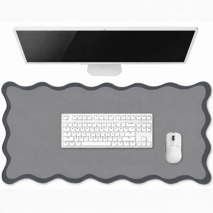 Hahafelt Large Scalloped Desk Mat Pad, Blue, 31.5 x 15.8 Inches
