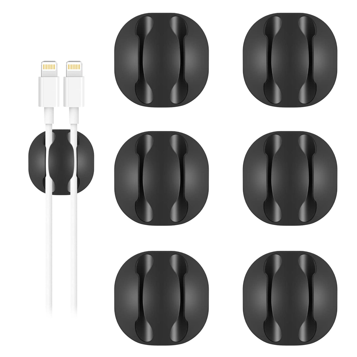 Shintop 6pcs Cord Holder for Nightstand, Self-Adhesive Cable Clips