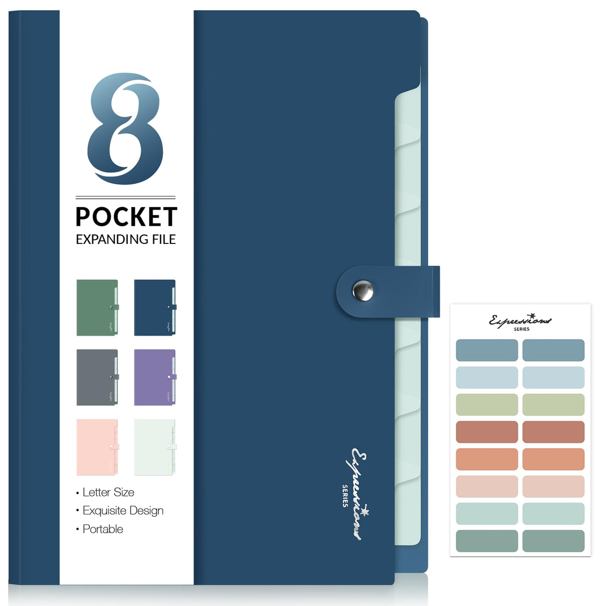 Sooez Elegant Accordion File Organizer, 8 Pocket Expanding File Folder