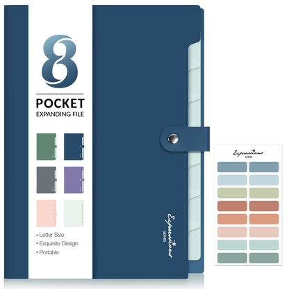 Sooez Elegant Accordion File Organizer, 8 Pocket Expanding File Folder