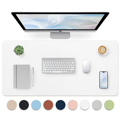 Leather Desk Pad, Mouse Pad, Non-Slip Desk Protector Mat, Leather Desk Blotter, Computer Desk Pad, Waterproof Desk Mat for Office Home Decor - Beige (31.5×15.7 Inches)