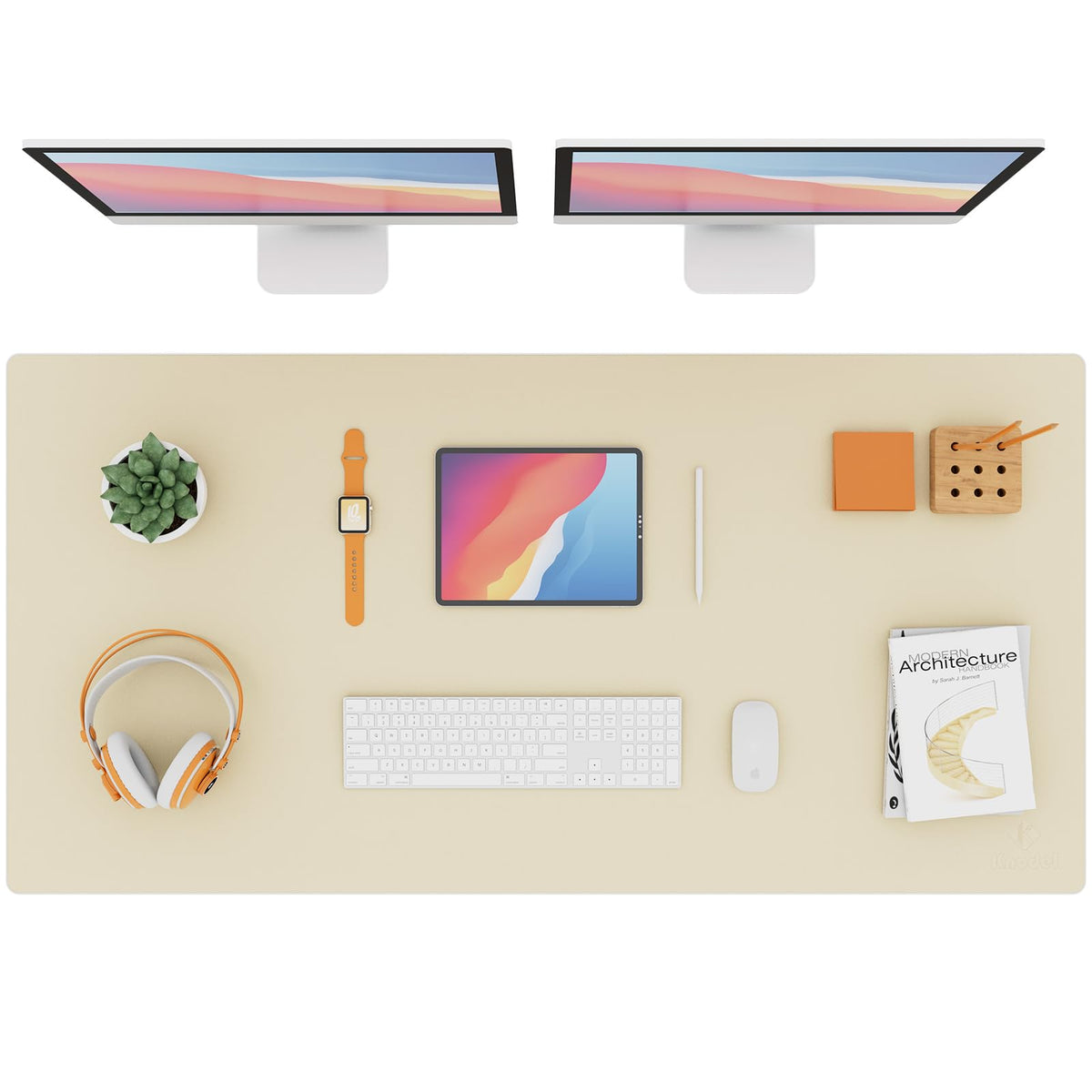 K KNODEL Large Office Desk Mat, Leather Mouse Pad (31.5"x15.7", Black)